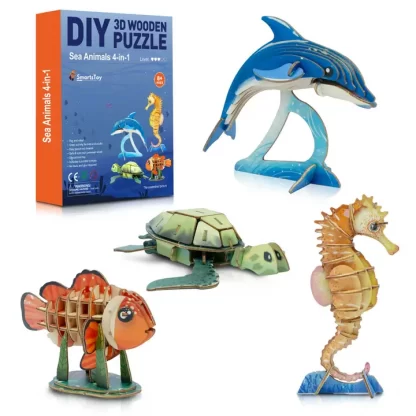 3D Wooden Puzzle Sea Animals Bundle