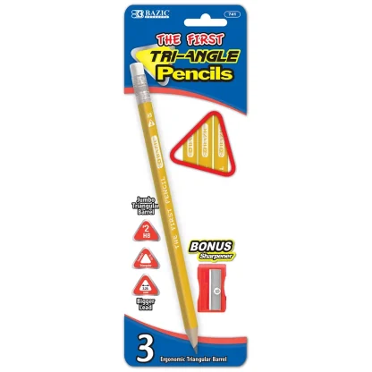 Bazic Tri-Angle Pencil Set with Sharpener