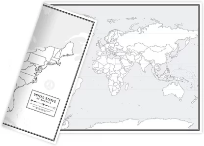 Blank U.S.A. & World Coloring Page (11″ x 17″)
