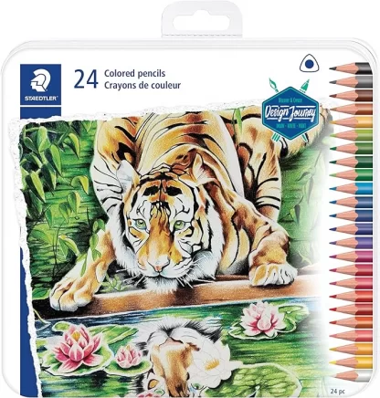 Design Journey 24 Colored Triangular Pencils in Tin