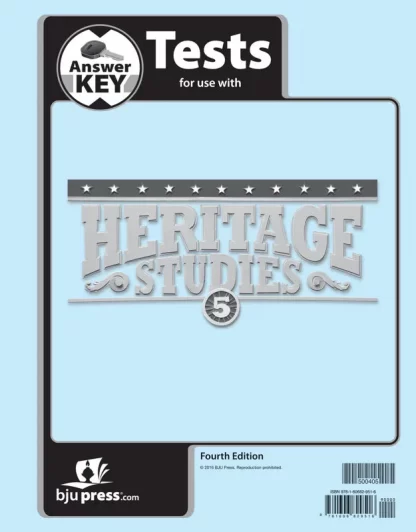 Heritage Studies 5 Tests Answer Key, 4th ed.